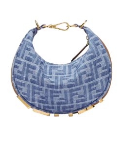 Fendi Fendigraphy Mini Bag Denim Blue Ff 20Cm 8Bs081As3Ff1Pln