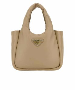 Prada Padded Soft Leather Bag Desert Beige 19Cm 1Ba359 2Dyi F0F24 V Ovo