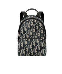 Dior Kid'S Mini Rider Backpack Oblique Jacquard Beige And Blue 15Cm M1524Ptzl M928