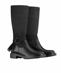 Dior D Major Boot Fabric And Calfskin In Black And Black