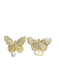 Dior Women Métamorphose Earrings Matte Gold Finish Metal With White Resin Pearl E3059Womrs_D301