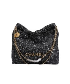 Chanel 22 Handbag Denim Gold And Dark Gray 40Cm