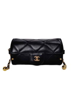 Chanel Lipstick Bag With Chain Ghw Black 15Cm