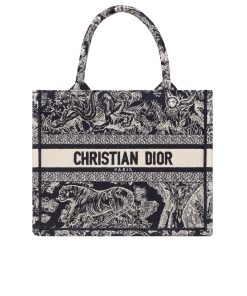 Dior Small Book Tote Reverse Embroidery Blue 26Cm M1265Zrgo M35I