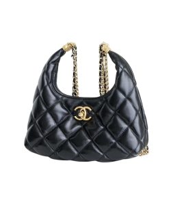 Chanel 24A Limited Edition Tassel Chain Hobo Bag In Black 20Cm