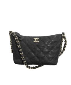 Chanel Small Hobo Bag Grained Shiny Calfskin Black 20Cm As4320 B15551 94305