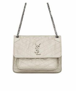 Saint Laurent Niki Medium In Vintage Leather White 28Cm