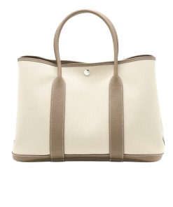 Hermes Garden Party 30 Handbag Canvas Etoupe 30Cm
