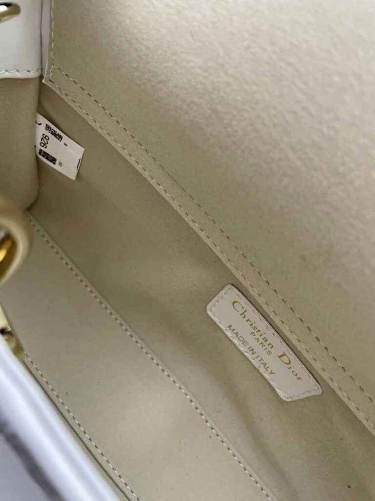 Dior Medium Lady D Joy Bag Quilted Effect Lambskin White 26Cm - Image 9