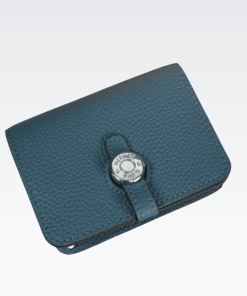 Hermes Dogon Duo Mini Wallet Blue Grey