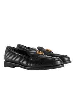 Gucci Women'S Loafer With Double G Black Leather 670399 Bko60 1000
