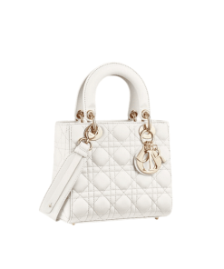 Dior Medium Lady Blush Cannage Lambskin Bag White 20Cm