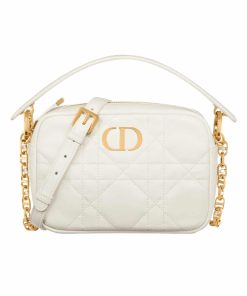 Dior Small Caro Top Handle Camera Bag White 20Cm