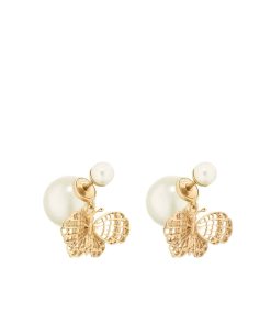 Dior Tribales Earrings Gold-Finish Metal And White Resin Pearls E3768Womrs D301