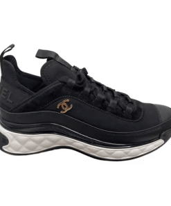 Chanel Logo Low Top Trainer Sneakers Black G35617
