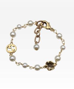 Gucci G-Flower Pearl Gold Bracelet