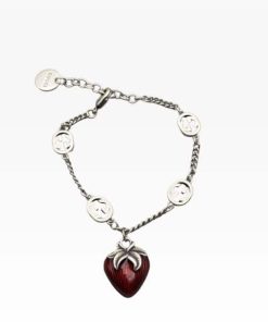Gucci Gg Strawberry Silver Charm Bracelet