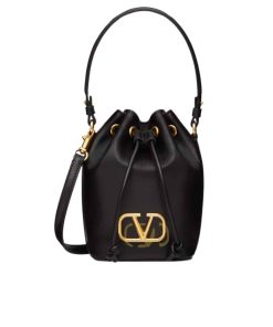 Valentino Mini Vlogo Signature Bucket Bag In Nappa Leather Black 22Cm 5W2P0Z44Vnl 0No