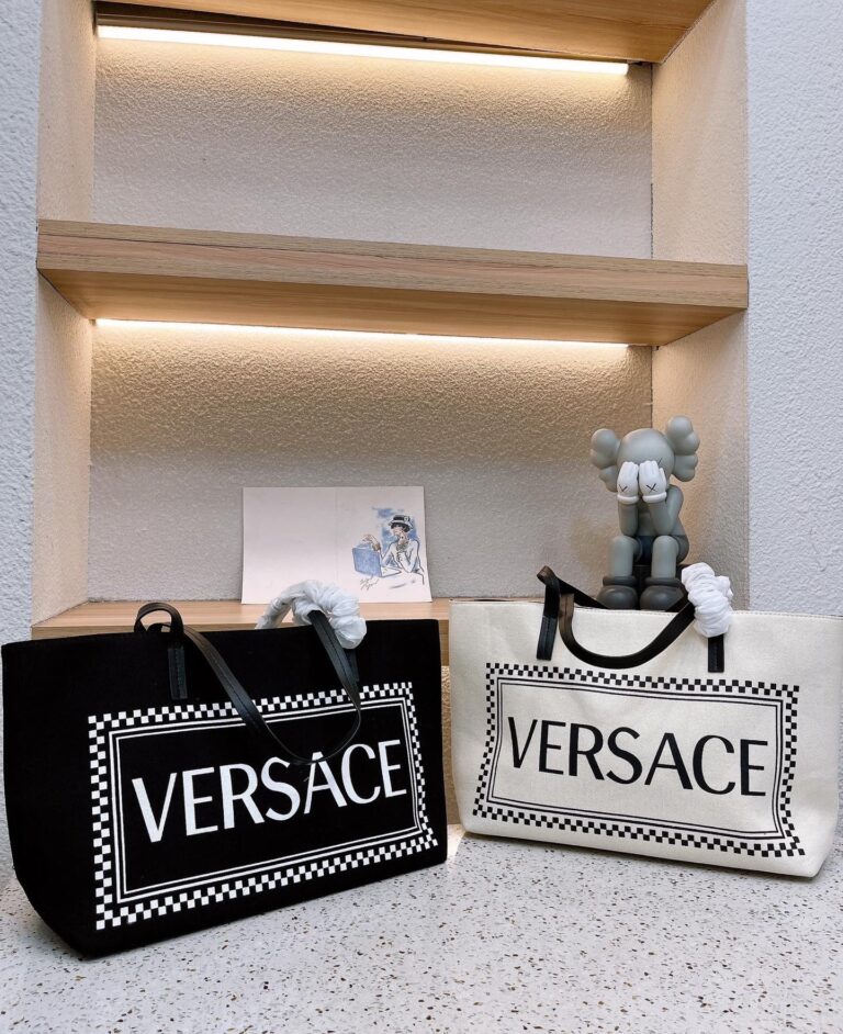 Versace Canvas Logo Tote Bag Black 36Cm - Image 2