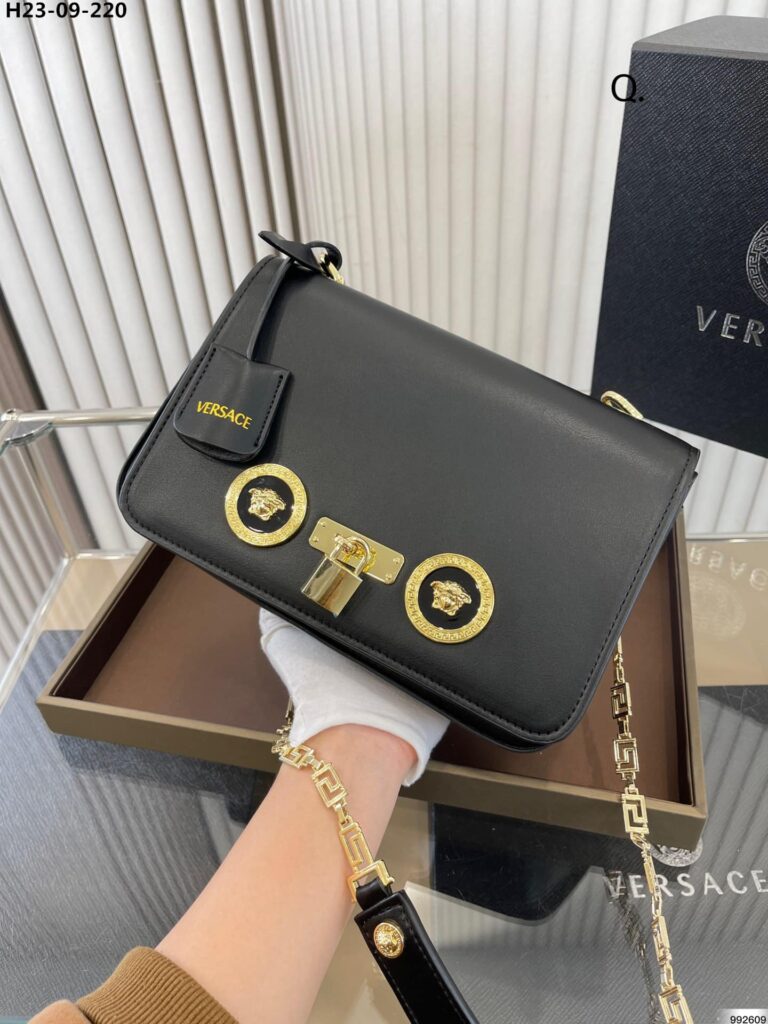 Versace Metal Medusa Head Shoulder Bag Black 24Cm - Image 2