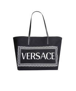 Versace Canvas Logo Tote Bag Black 36Cm