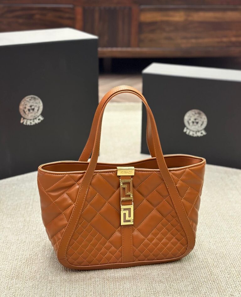 Versace Greca Goddess Small Tote Bag Brown 29Cm - Image 3