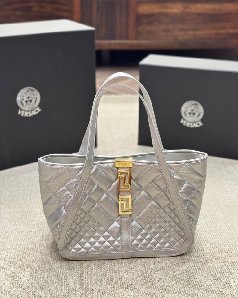 Versace Greca Goddess Small Tote Bag Silver 29Cm - Image 2