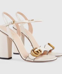 Gucci Double G White Leather Sandal 453378 A3N00 9022