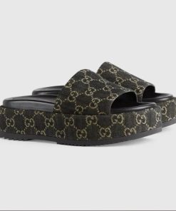 Gucci Women's Platform Slide Sandal Black 623212
