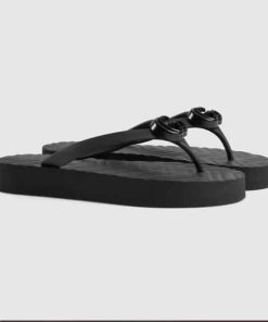 Gucci Women's Chevron Thong Black 655463 J8710 1000