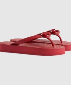 Gucci Women's Chevron Thong Red 655463 J8710 6433