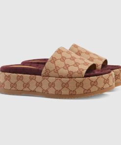 Gucci Women's Original Gg Slide Sandal Brick Red 573018 Kqw00 8366