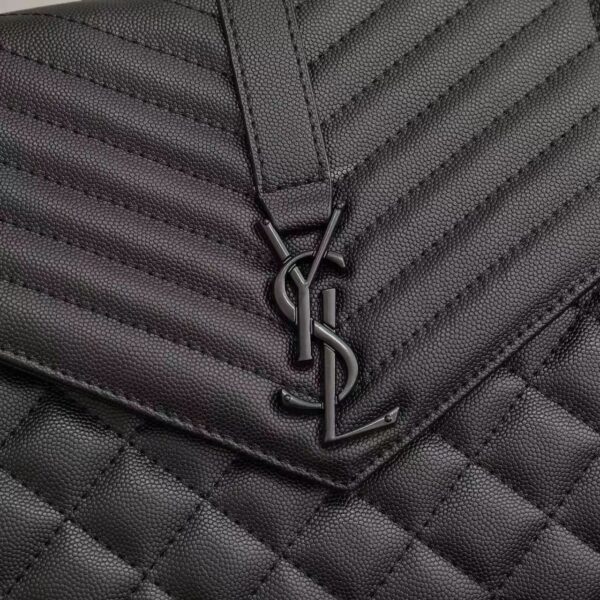 Saint Laurent Envelope Large Bag In Mix Matelassé Grain De Poudre Embossed Leather Black 31Cm 600166Bow981000 - Image 5