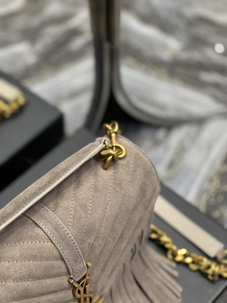 Saint Laurent College Medium Suede Shoulder Bag Gray 24Cm - Image 5