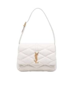Saint Laurent Le 57 Quilted Leather Shoulder Bag White 27Cm