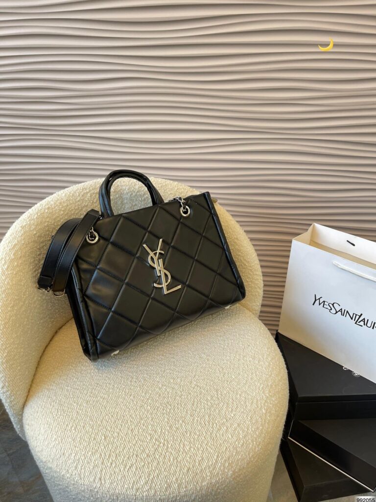 Saint Laurent Leather Tote Bag Black 31Cm - Image 3