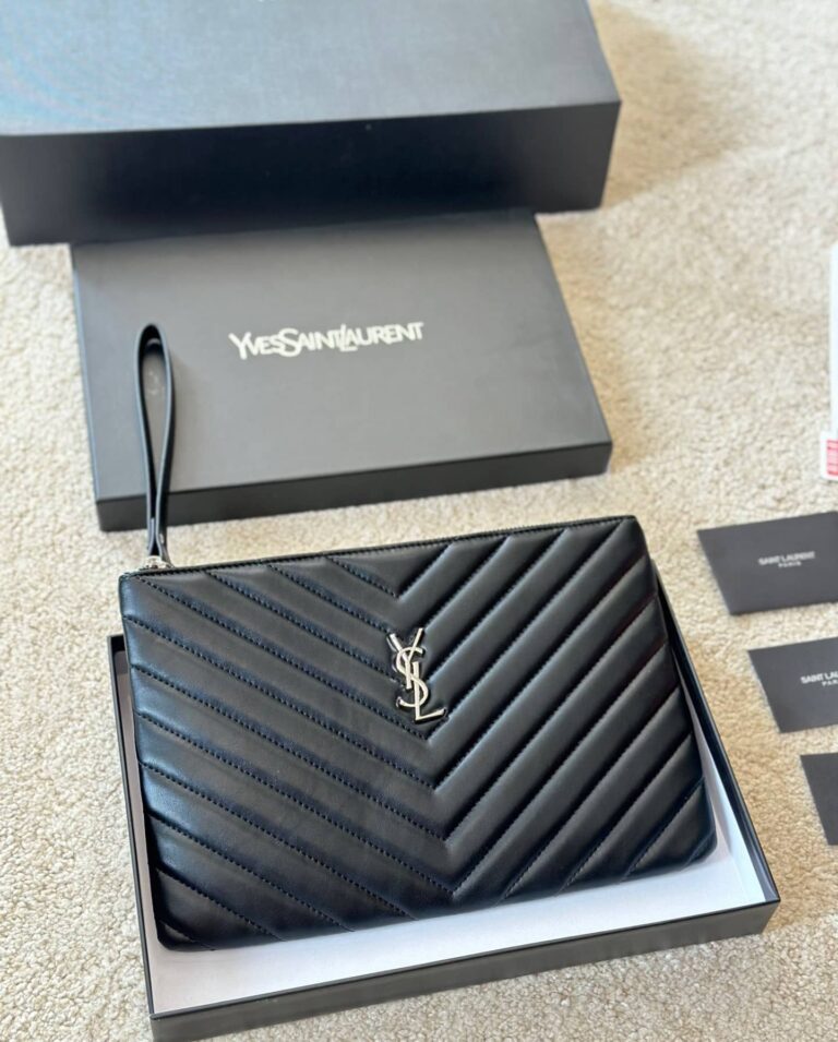 Saint Laurent Cassandre Matelassé Tablet Pouch In Quilted Leather Black 30Cm 559193Cwu021000 - Image 2