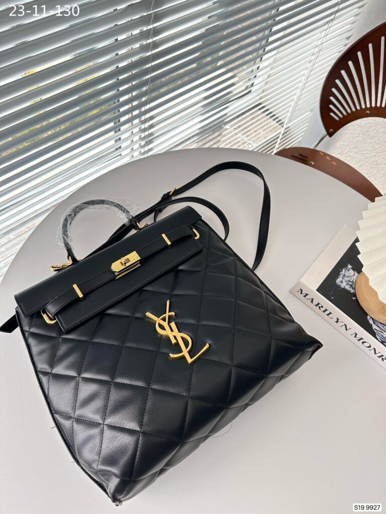 Saint Laurent Leather Backpack Black 30Cm - Image 3