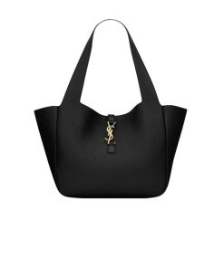 Saint Laurent Bea In Grained Leather Black 50Cm