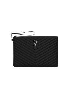 Saint Laurent Cassandre Matelassé Tablet Pouch In Quilted Leather Black 30Cm 559193Cwu021000