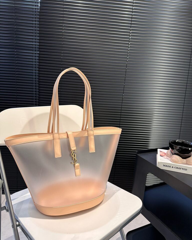 Saint Laurent Panier Medium In Vinyl And Vegetable Tanned Leather Brown 28 Cm 773697Fac0F2275 - Image 2