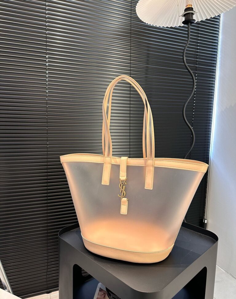 Saint Laurent Panier Medium In Vinyl And Vegetable Tanned Leather Brown 28 Cm 773697Fac0F2275 - Image 3