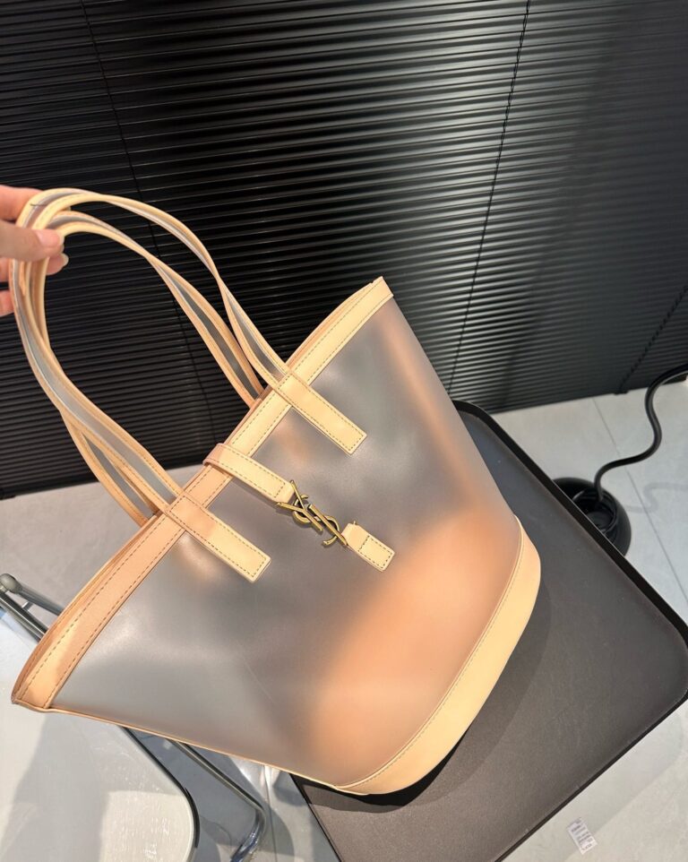 Saint Laurent Panier Medium In Vinyl And Vegetable Tanned Leather Brown 28 Cm 773697Fac0F2275 - Image 8