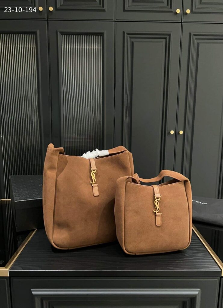 Saint Laurent Small Le 5 À 7 Supple In Suede Brown 22Cm 7139381U80W2102 - Image 2