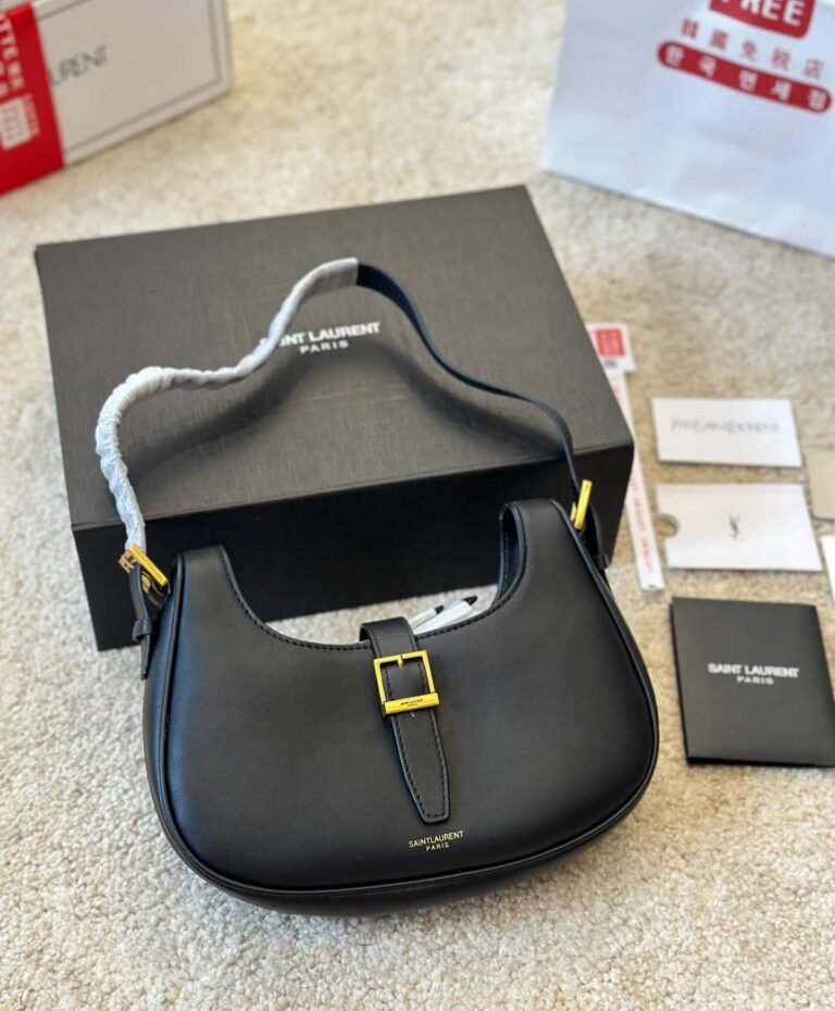 Saint Laurent Le Fermoire Leather Shoulder Bag Black 25Cm 6726152Za2W 1062 - Image 3