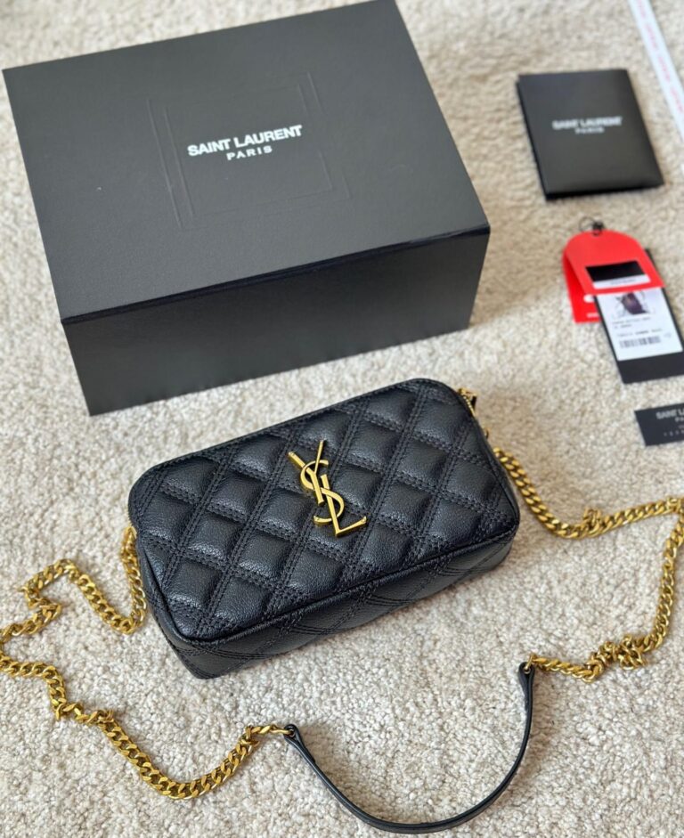 Saint Laurent Becky Quilted Double Zip Pouch Bag Black 20Cm - Image 4