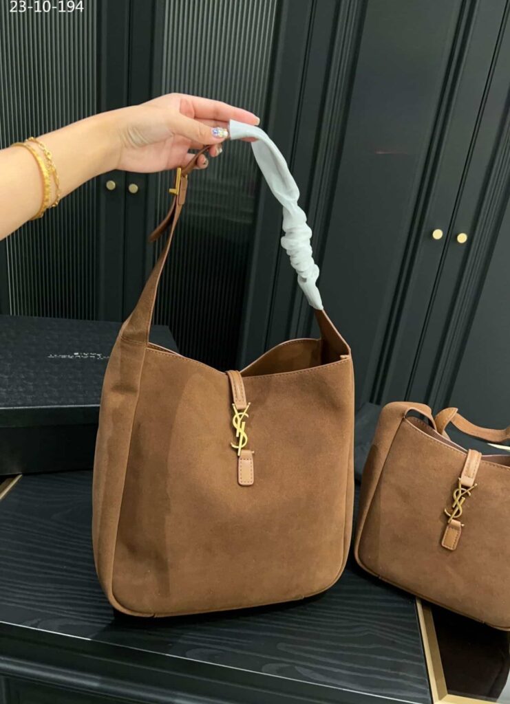 Saint Laurent Small Le 5 À 7 Supple In Suede Brown 22Cm 7139381U80W2102 - Image 4