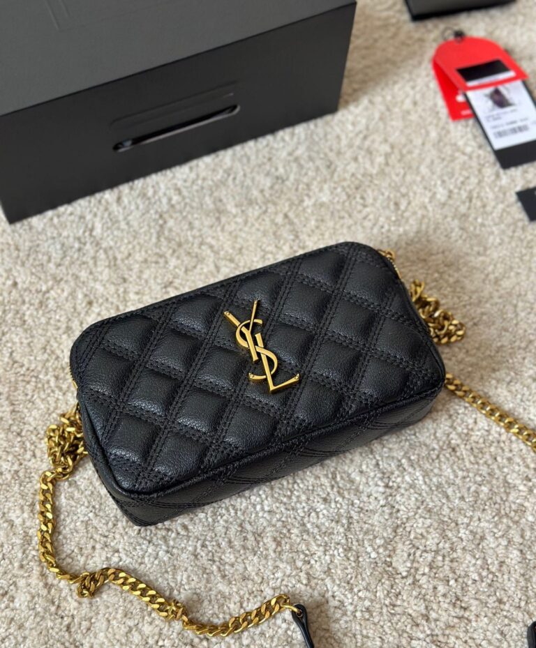 Saint Laurent Becky Quilted Double Zip Pouch Bag Black 20Cm - Image 5
