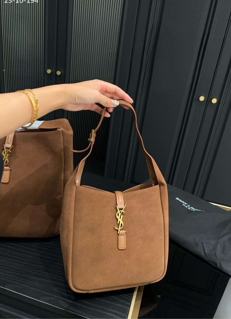 Saint Laurent Small Le 5 À 7 Supple In Suede Brown 22Cm 7139381U80W2102 - Image 5