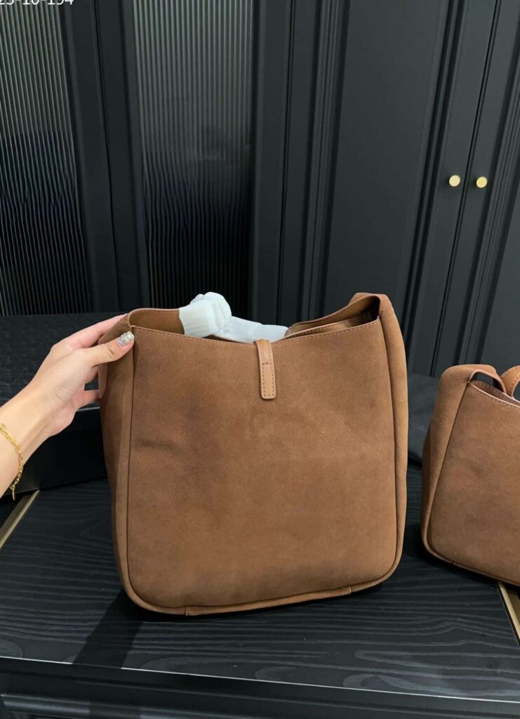 Saint Laurent Small Le 5 À 7 Supple In Suede Brown 22Cm 7139381U80W2102 - Image 6